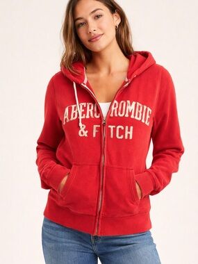 Abercrombie & Fitch Y2K XL zip hoodie distressed full zip early 2000s